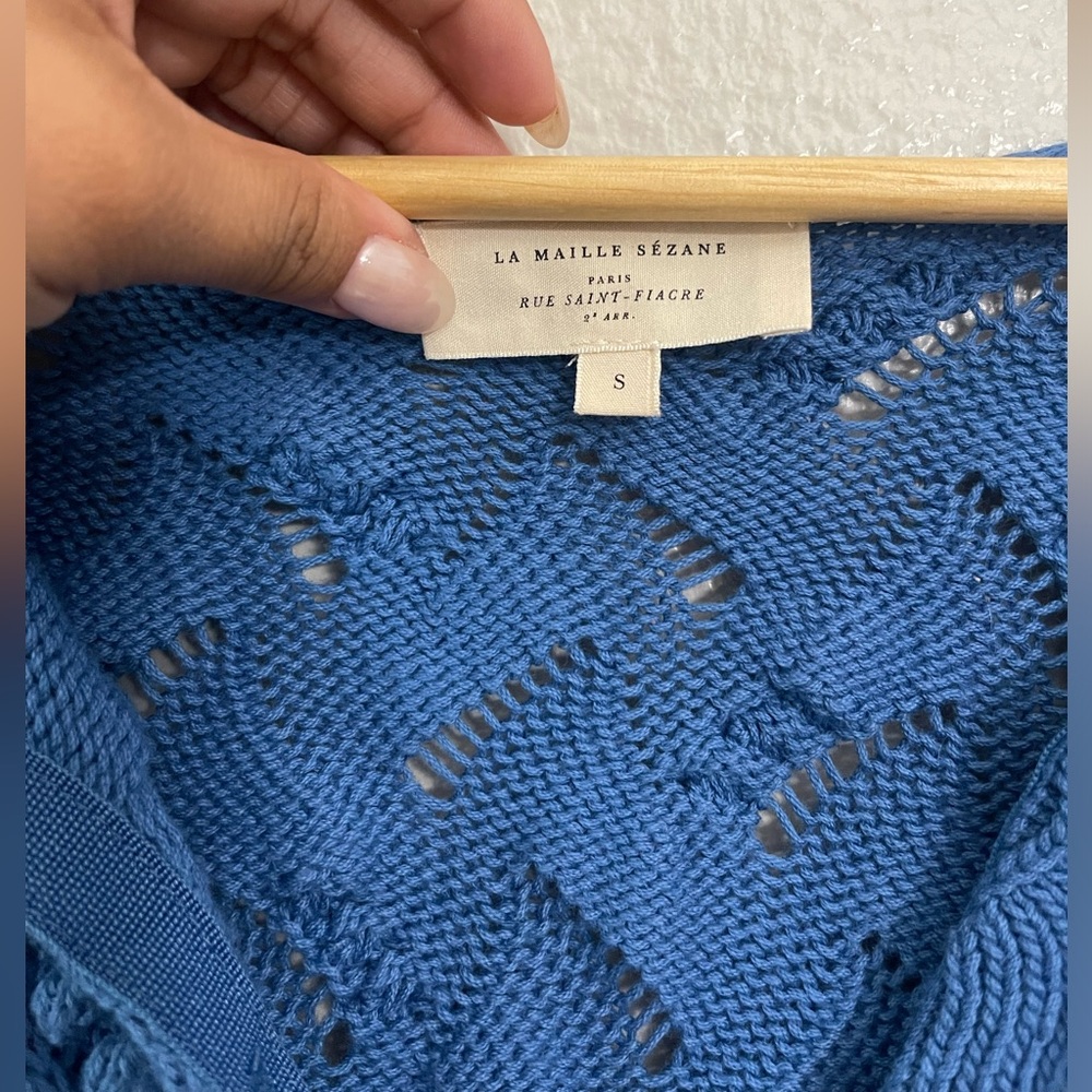 Sezane Blue Textured Knit Cardigan - Picture 8 of 10